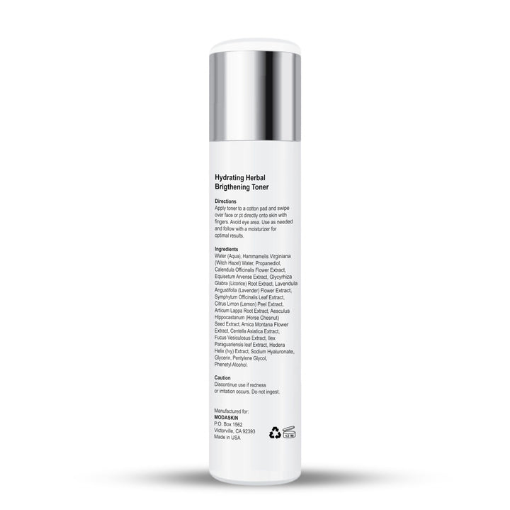 MODASKIN Hydrating Herbal Brightening Toner, Herbal Extract & Antioxidant, Witch Hazel to Brighten & Restore Your Skin's Natural Glow, 4.1 Oz