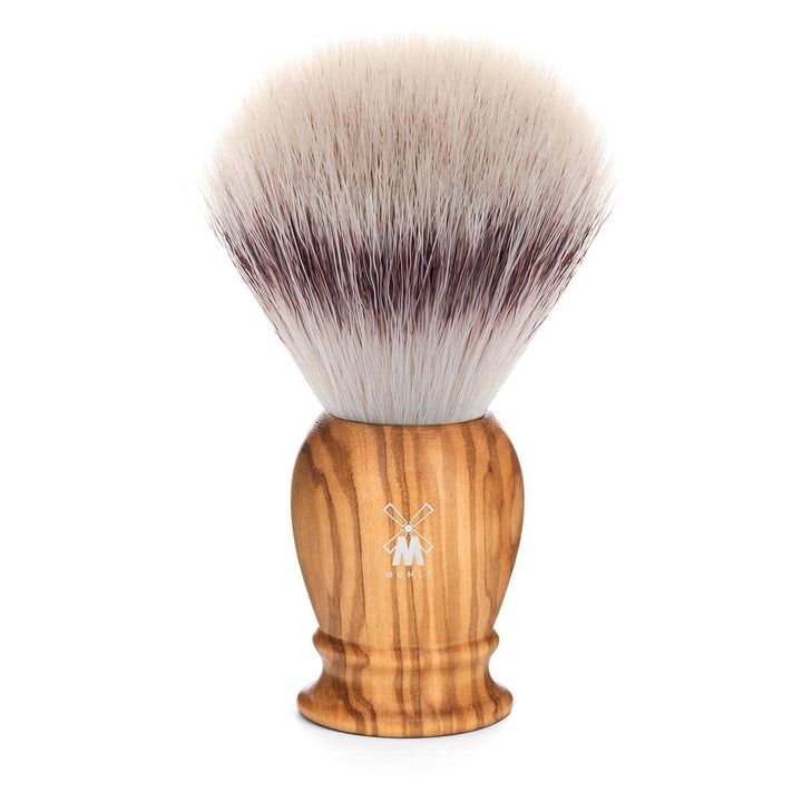 MÜHLE Classic Olive Wood Small Silvertip Fiber Shaving Brush - Synthetic Luxury Shave Brush for Men, Rich Lather