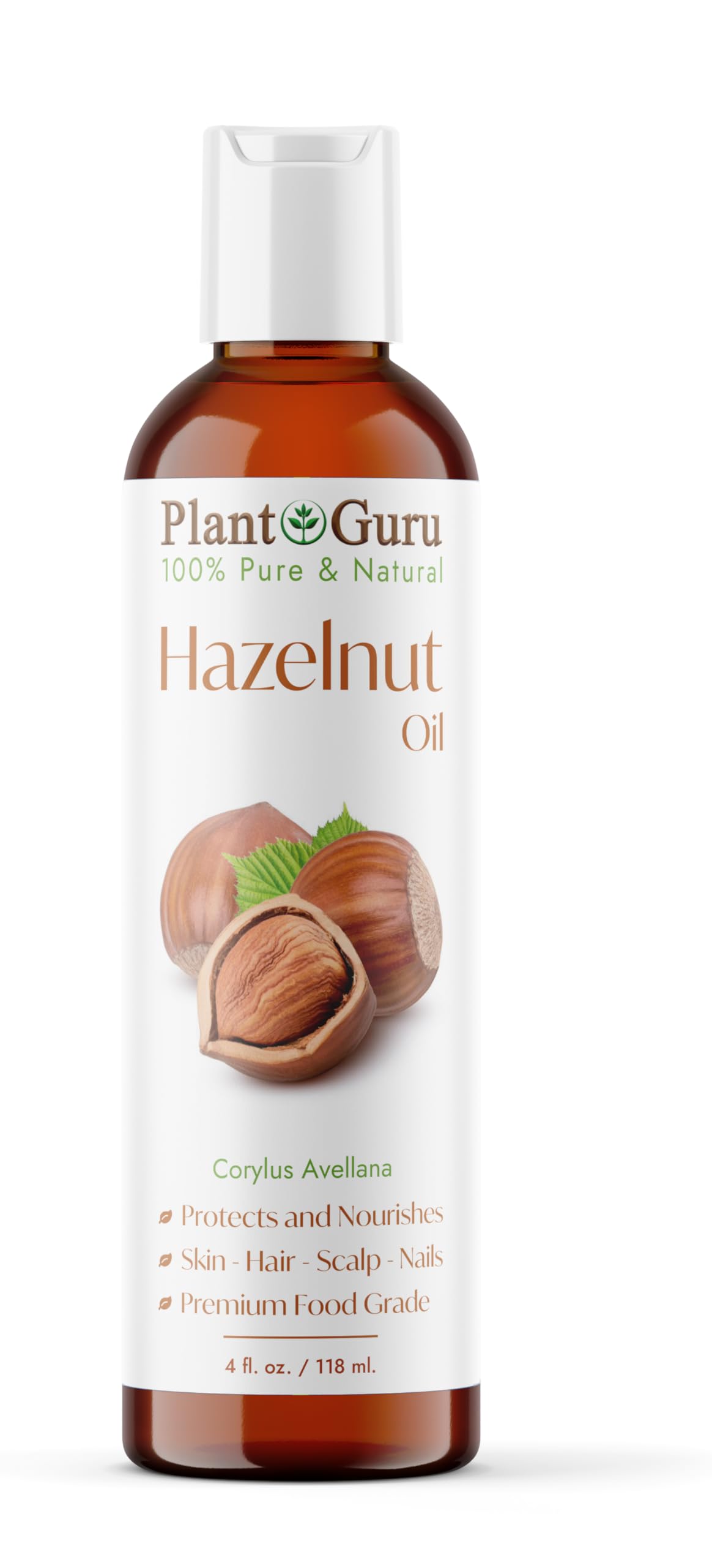 Hazelnut Oil 4 fl. oz. Cold Pressed 100% Pure Natural Carrier - Skin, Face, Body And Hair Growth Moisturizer. Great For DYI Cream, Lotions and Lip balm.