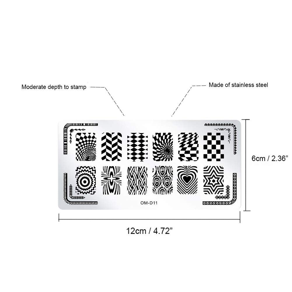 WOKOTO 6Pcs Nail Art Stamping Plates With Nail Stamper And Scraper Kit Geometry Unicorn Animal Flower Image Templates Stamping Nail Art Tools