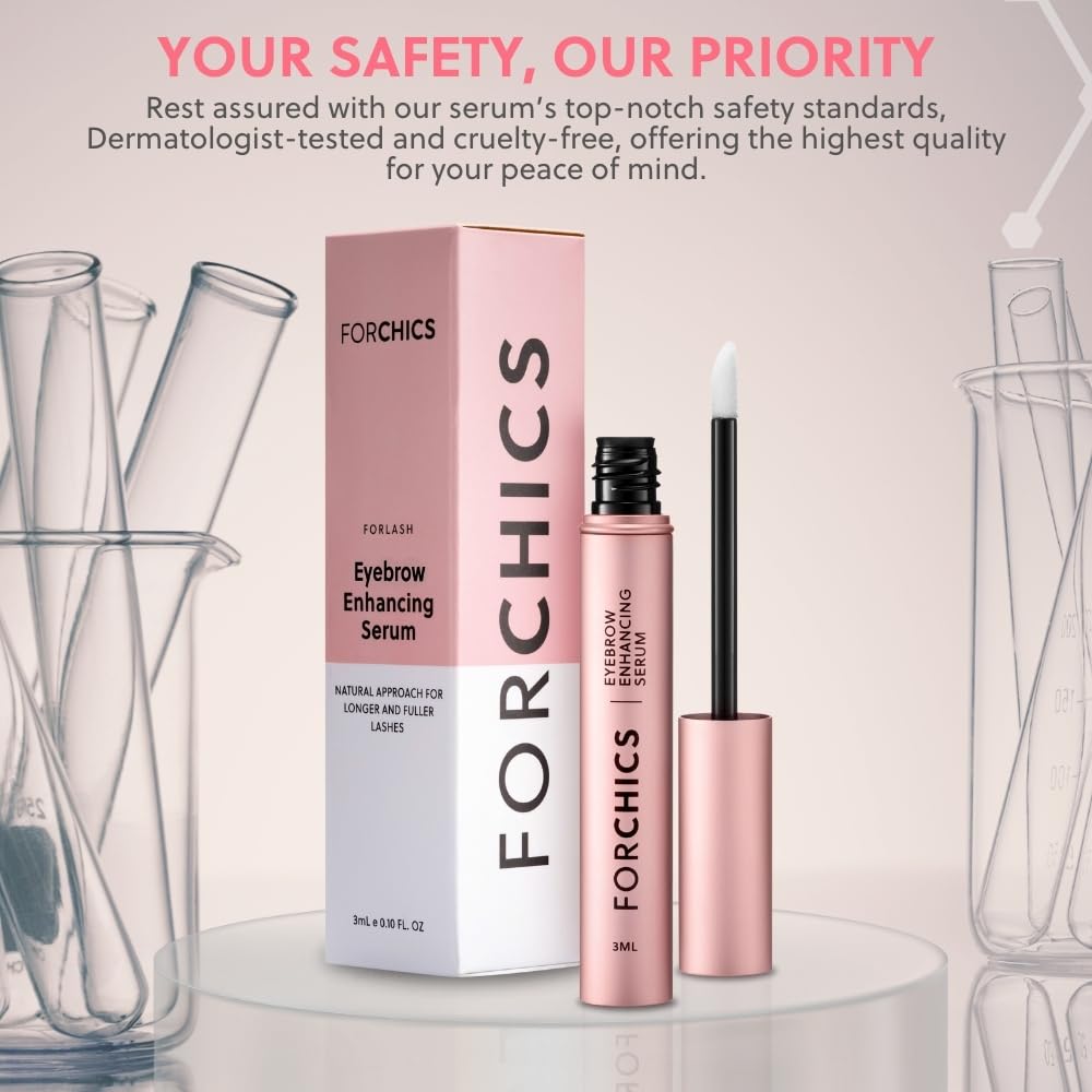 ForChics ForBrow Eyebrow Growth Serum For Thicker Brows - Natural & Organic Conditioner For Fuller and Thick Eyebrows | Vegan & Cruelty-Free Formula | New Innovative Peptides - [0.10 fl. oz/ 3ml]