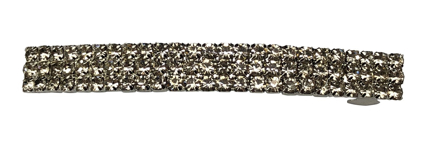 Silver: Mandi Home Gold, Silver Tone French Barrette Hair Clips, 2.76 Inch, Rhinestone Crystal Hair Pins Bow Prong Girl Hair Barrette Bows, 2 Pack (Silver)