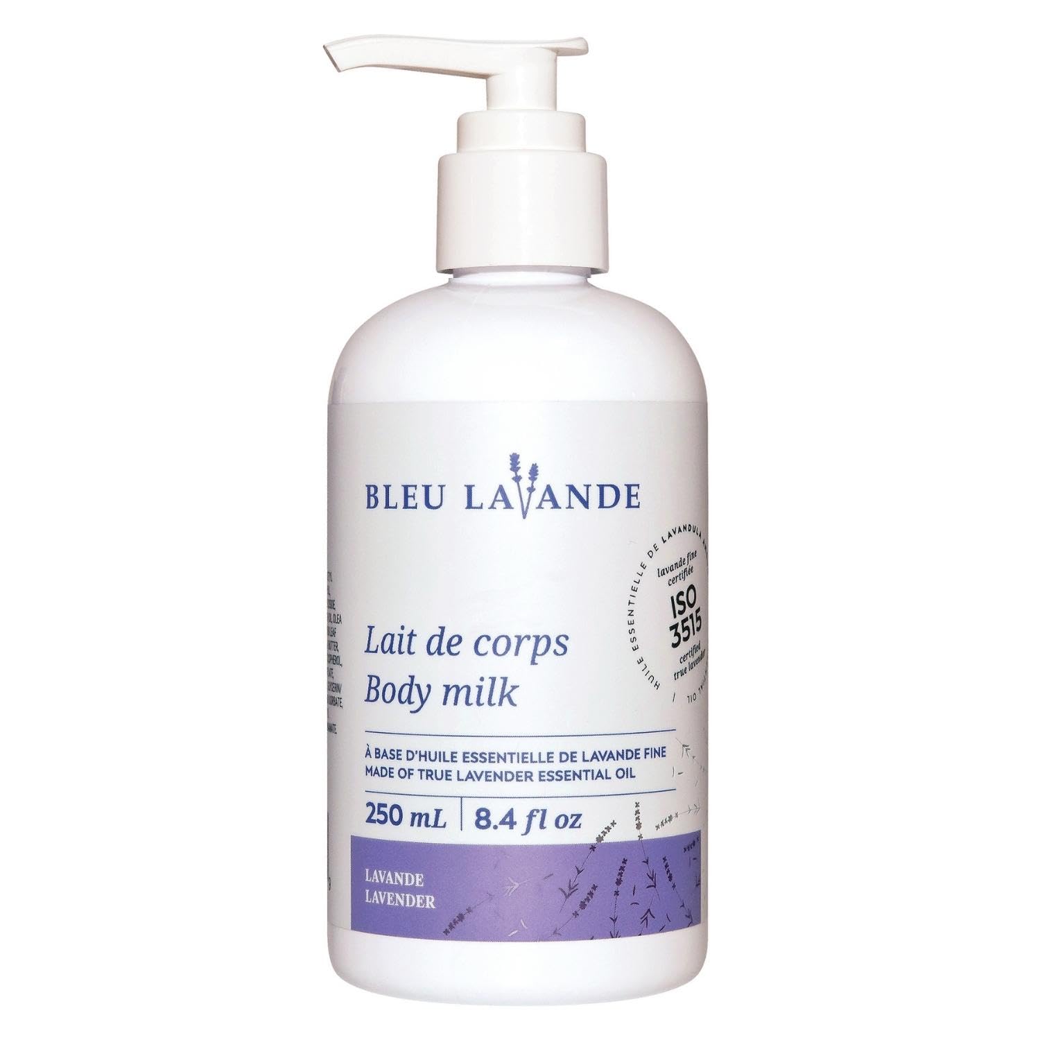 Bleu Lavande - Natural Lavender body milk - Made with Certified Premium & 100% Pure True Lavender Essential Oil - Soothing, Cruelty-free and Vegan - No Artificial Fragrances - 8.4 Fl Oz