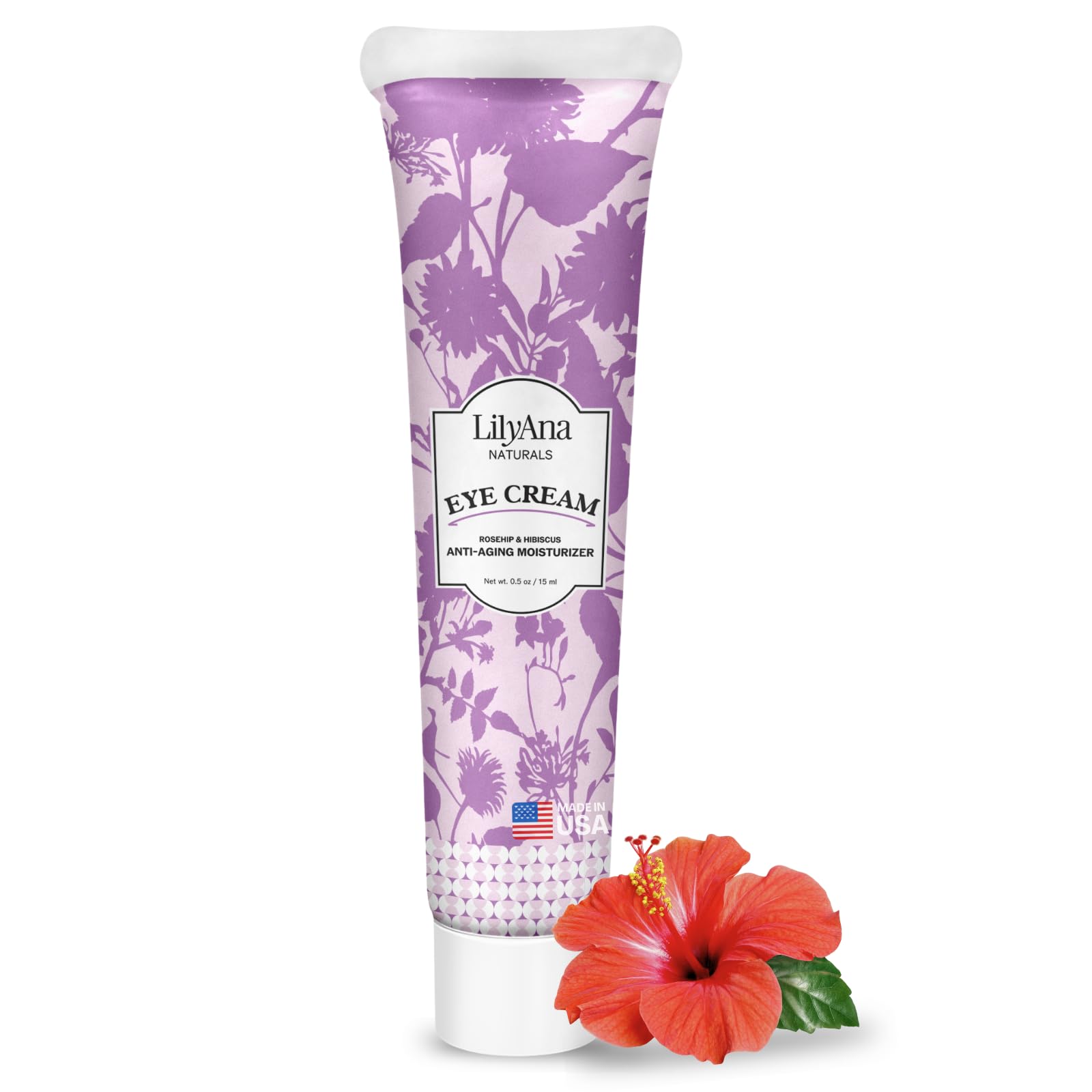 LilyAna Naturals Eye Cream for Dark Circles and Puffiness, Under Eye Cream for Wrinkles and Bags, Anti Aging Cream helps Improve Dryness; for Sensitive Skin (Bottle, 0.5 Ounce (Pack of 1))