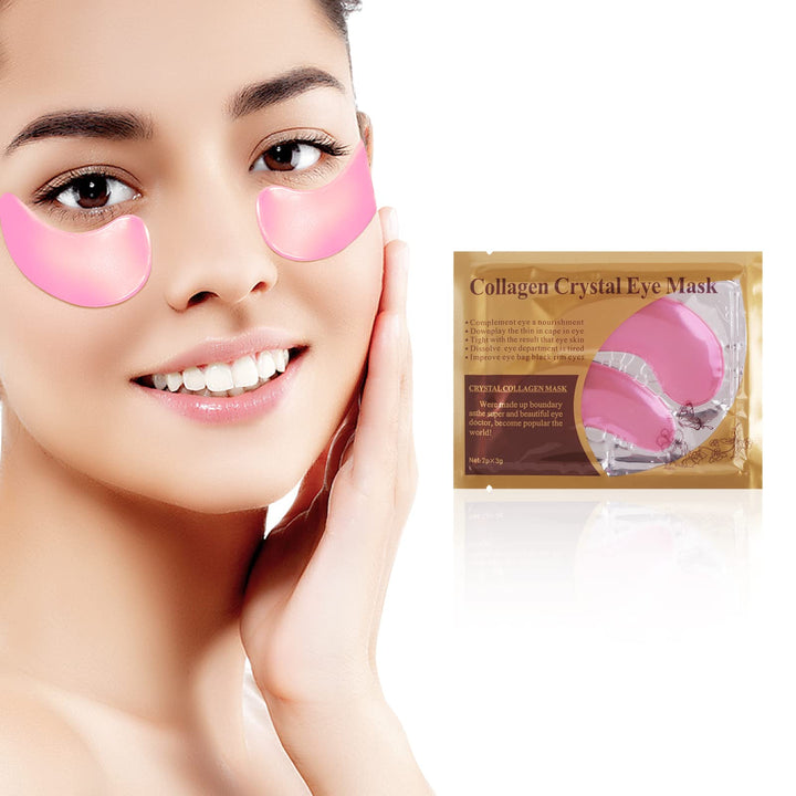 MEICOLY 30 Pads Lip and Eye Mask Sheet,Moisturizing Under Eye Mask Gel Crystal Collagen Anti-Aging Eye Patches Dark Circle Remover with Box,Pink