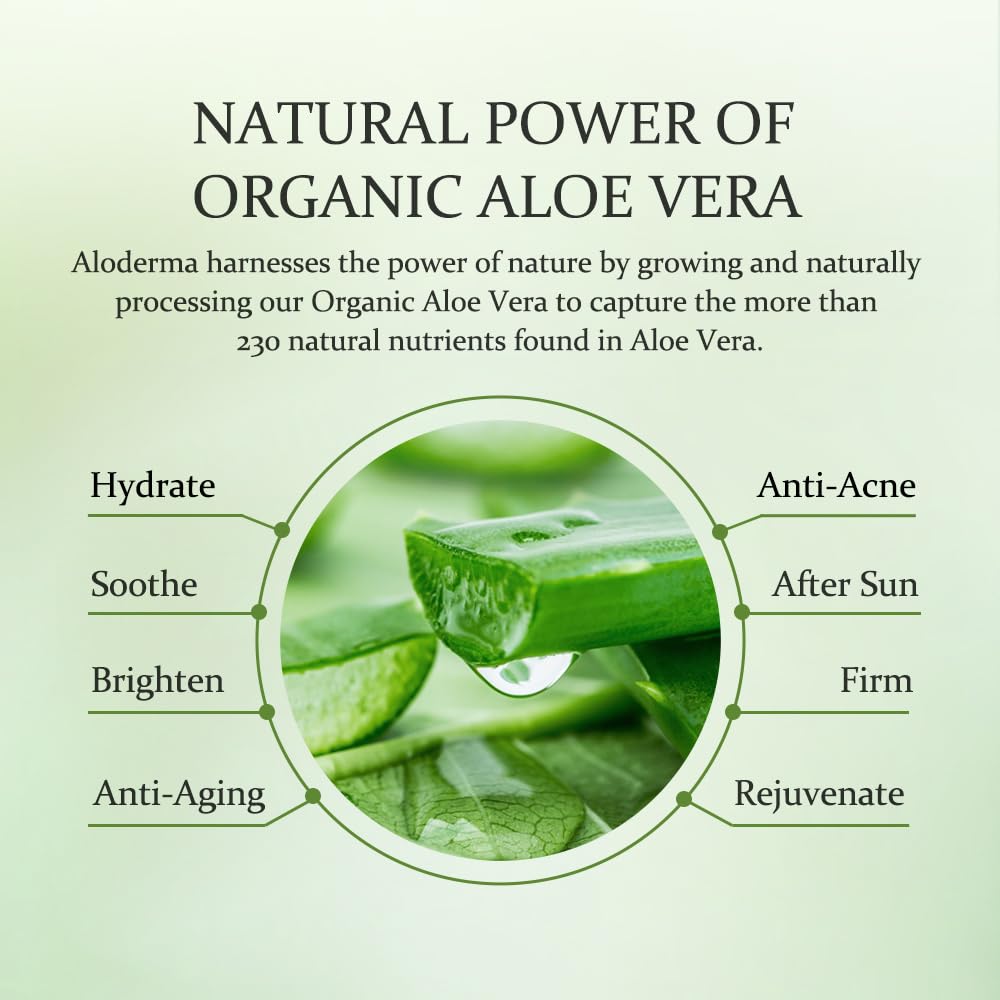 Aloderma Pure Aloe Vera Gel - Soothes and Hydrates Dry, Itchy, or Irritated Skin; great for Acne, Dandruff, Sunburn, Rashes (4 oz)