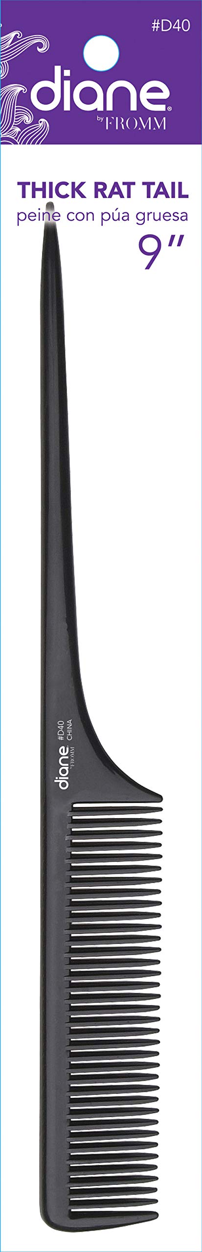 Diane 9 Thick Rat Tail Comb, Bone/Black (assorted colors)