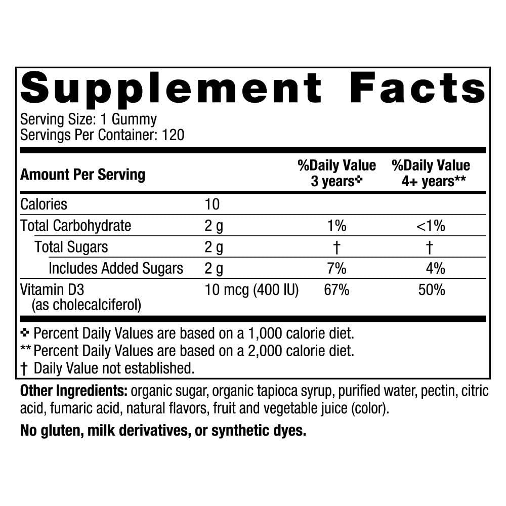 Nordic Naturals Vitamin D3 Gummies Kids, Wild Watermelon Splash - 120 Gummies - 400 IU Vitamin D3 - Bone Health, Healthy Immunity - Non-GMO, Vegetarian - 120 Servings