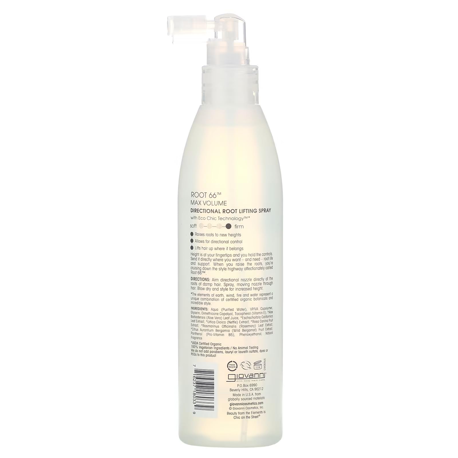 Giovanni Organic Root 66 Max Volume Directional Root Lifting Spray, 250ml