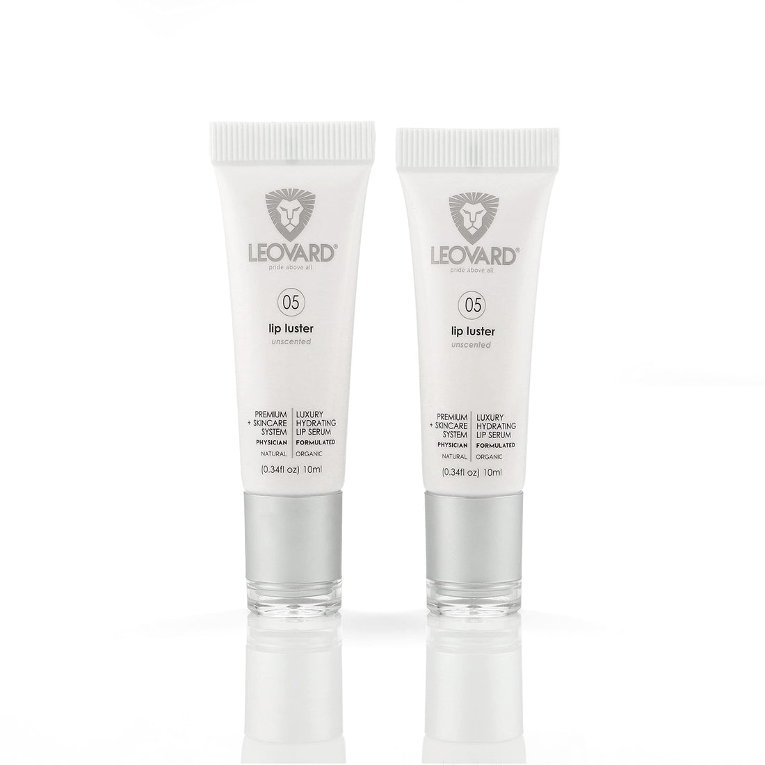 Luxury Lip Luster (2 Pack) + Hyaluronic Acid Lip Balm for Smoother and Softer Lips. Moisturize, Soothe and Hydrate Dry, Cracked Lips â€“ Natural & Organic Lip Balm/Serum for Men & Women (Unscented).