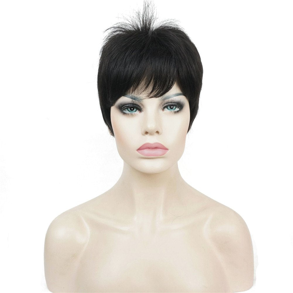 Lydell Very Short Layered Shaggy Full Synthetic Wig (Natural Black)