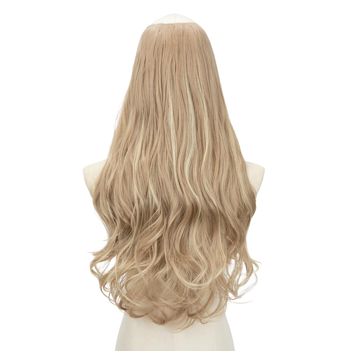 SARLA U Part Hair Extensions Dirty Blonde Full Head Clip in Synthetic Wave Curly Hairpiece Long 24 Inch for Women