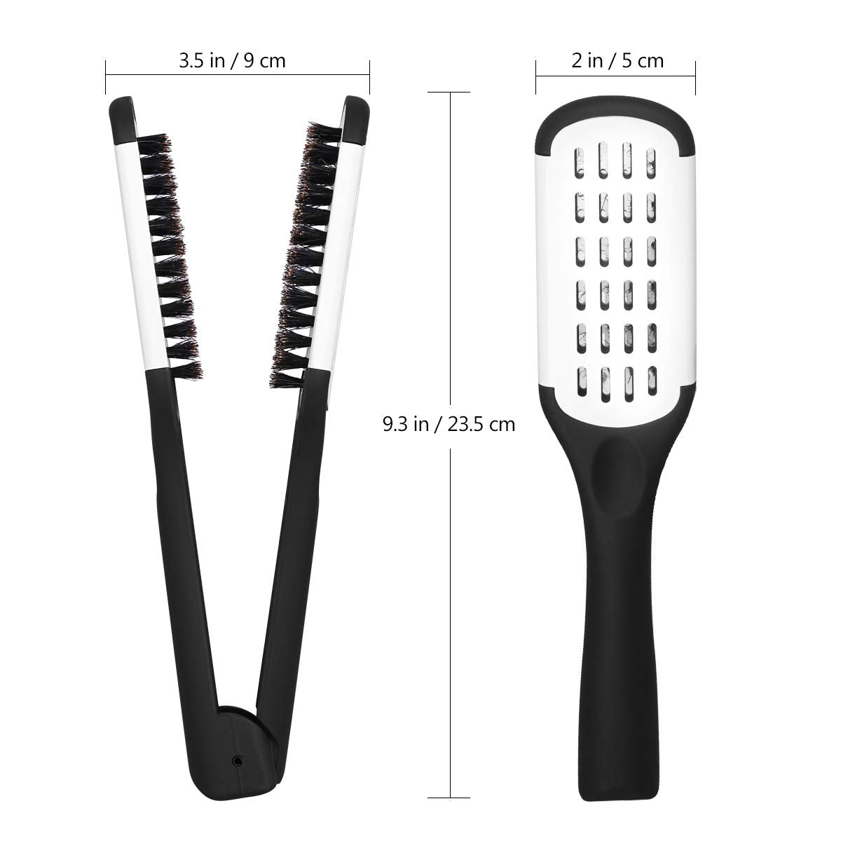 ROSENICE Hair Comb Hair Straightening Comb Styling Tools Boar Bristle Double Sided Brush Comb Clamp (Black White)