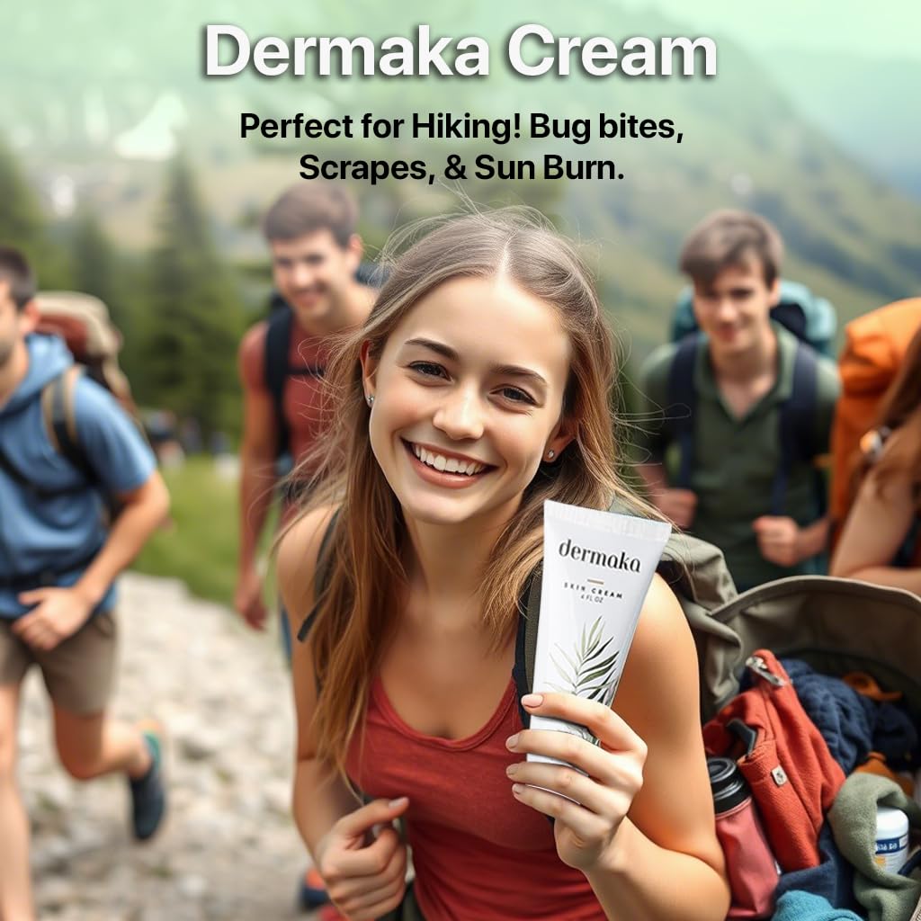 Dermaka All-Natural Cream 4 oz – Moisturizing Lotion with Arnica, Green Tea, Chamomile & Vitamin E – Hydrating, Fast-Absorbing & Non-Greasy Formula for Healthy-Looking Skin