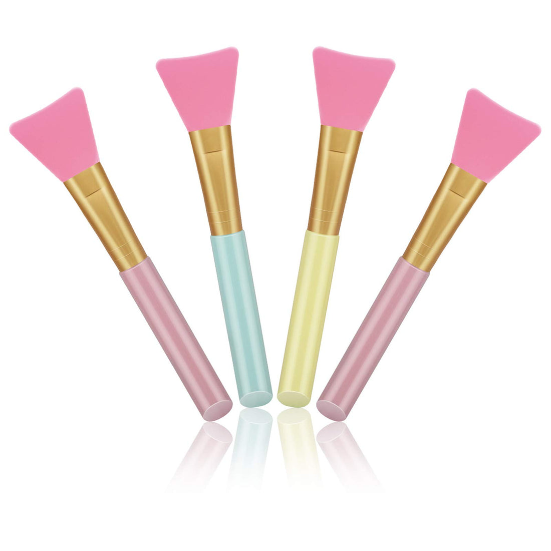 Cuttte 4pcs Silicone Face Mask Applicators, Flexible Facial Mud Masks Applicator, Hairless Moisturizers Tools, Soft Facial Brushes for Mud, Clay, Charcoal (Peach)