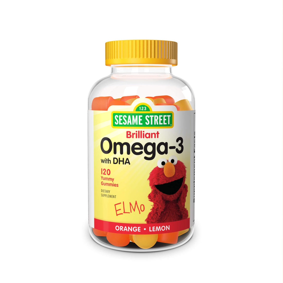 Sesame Street Omega 3 Gummies for Kids, 120 Gummies, 4 Month Supply, No Fishy Aftertaste, Brain & Eye Support