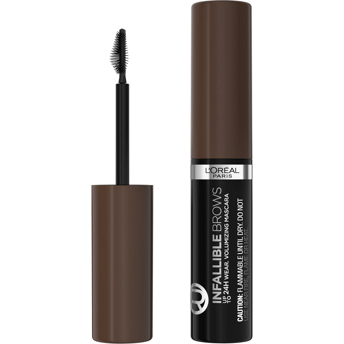 L'Oreal Paris Infallible Volumizing 24H Wear Brow Mascara, Long Lasting Eyebrow Makeup for 2X Fuller Eyebrows, 4.0 Dark Brunette, 0.13 Fl Oz