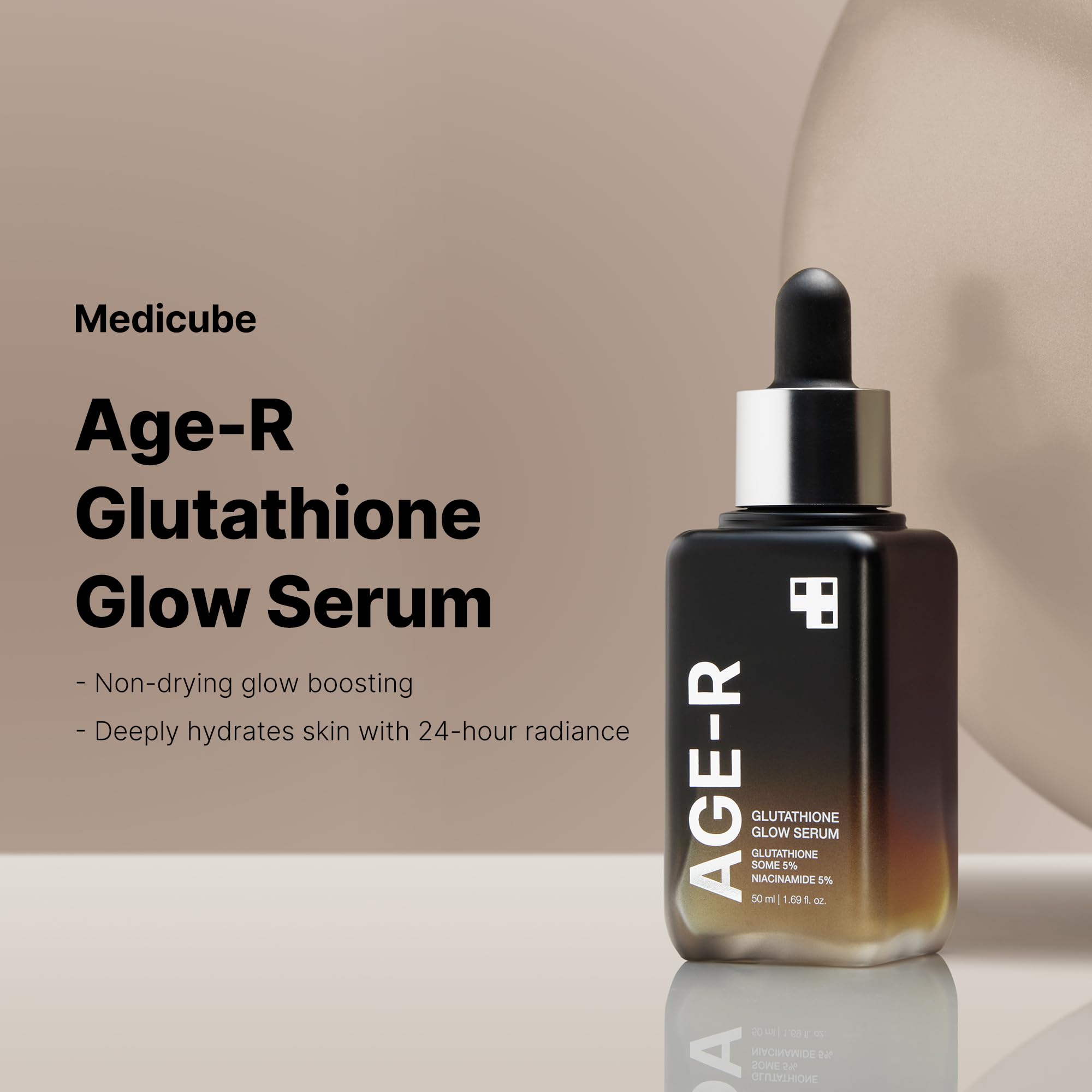 Medicube AGE-R Glutathione Glow Serum - Antioxidant & Elasticity Care Serum for 24Hr Pure Radiance, Korean Glass Glow Skin, Daily Use for Youthful Skin, Korean Skincare