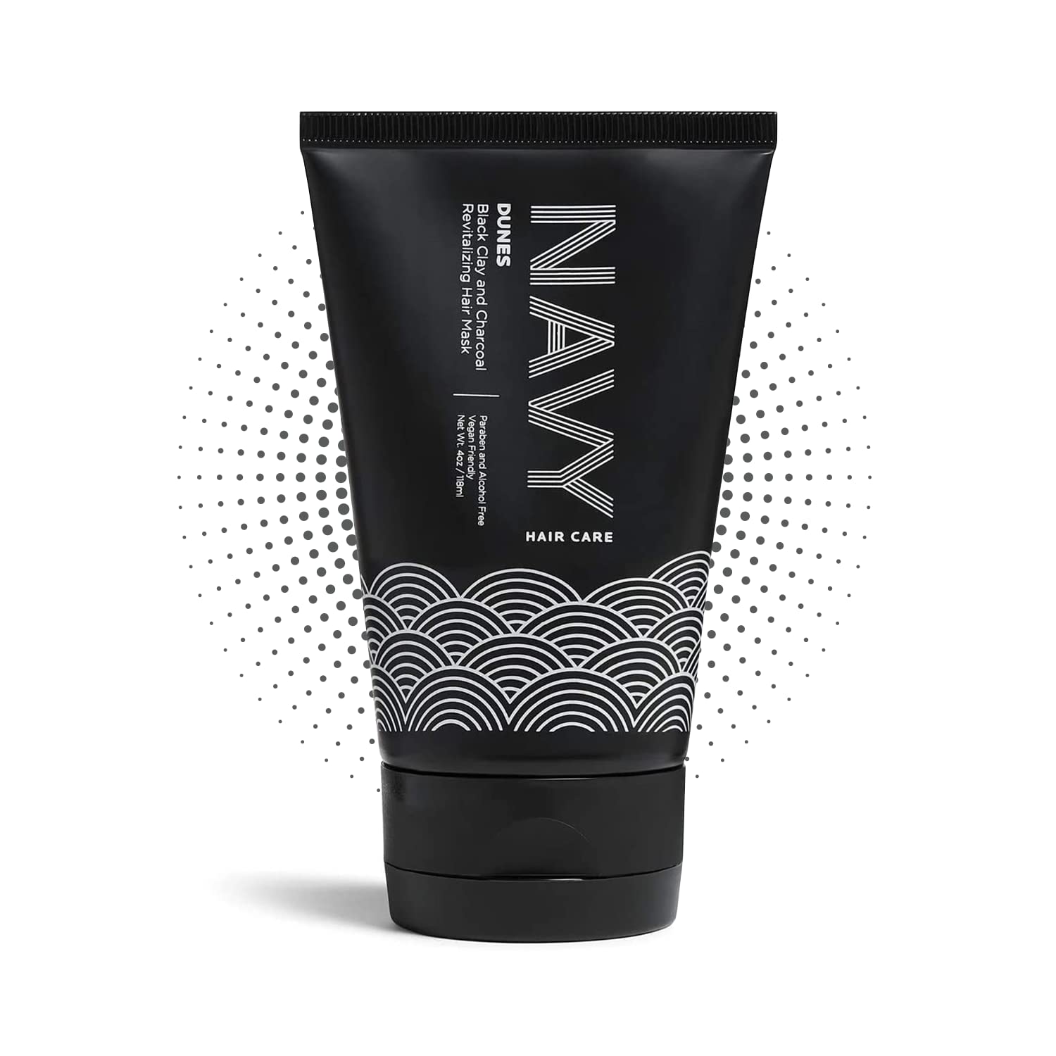 NAVY Dunes Black Clay and Charcoal Revitalizing Hair Mask for Dry Damaged Hair and Growth - Paraben-Free Detoxifying Clay Mask - 4 fl oz