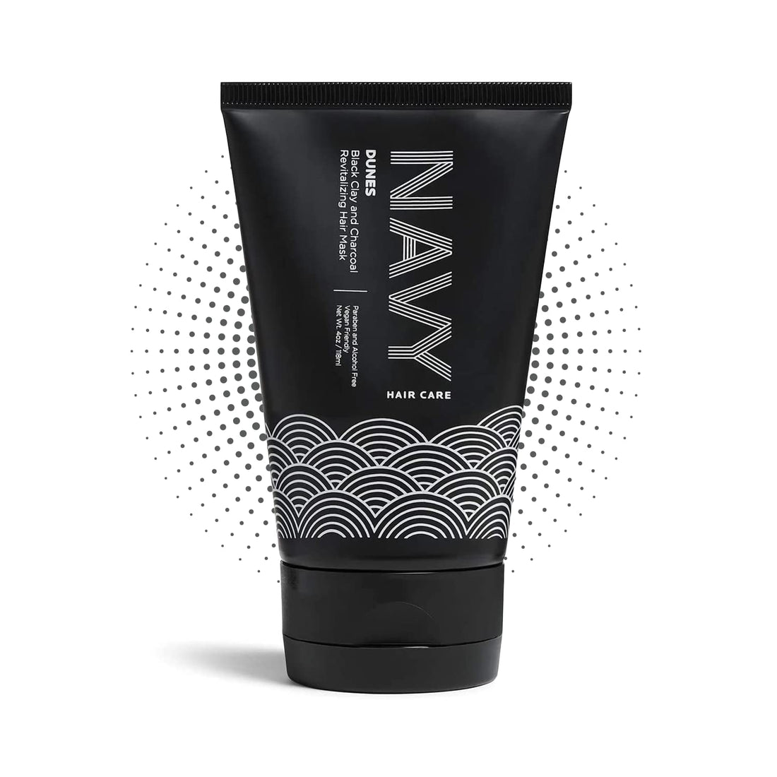 NAVY Dunes Black Clay and Charcoal Revitalizing Hair Mask for Dry Damaged Hair and Growth - Paraben-Free Detoxifying Clay Mask - 4 fl oz