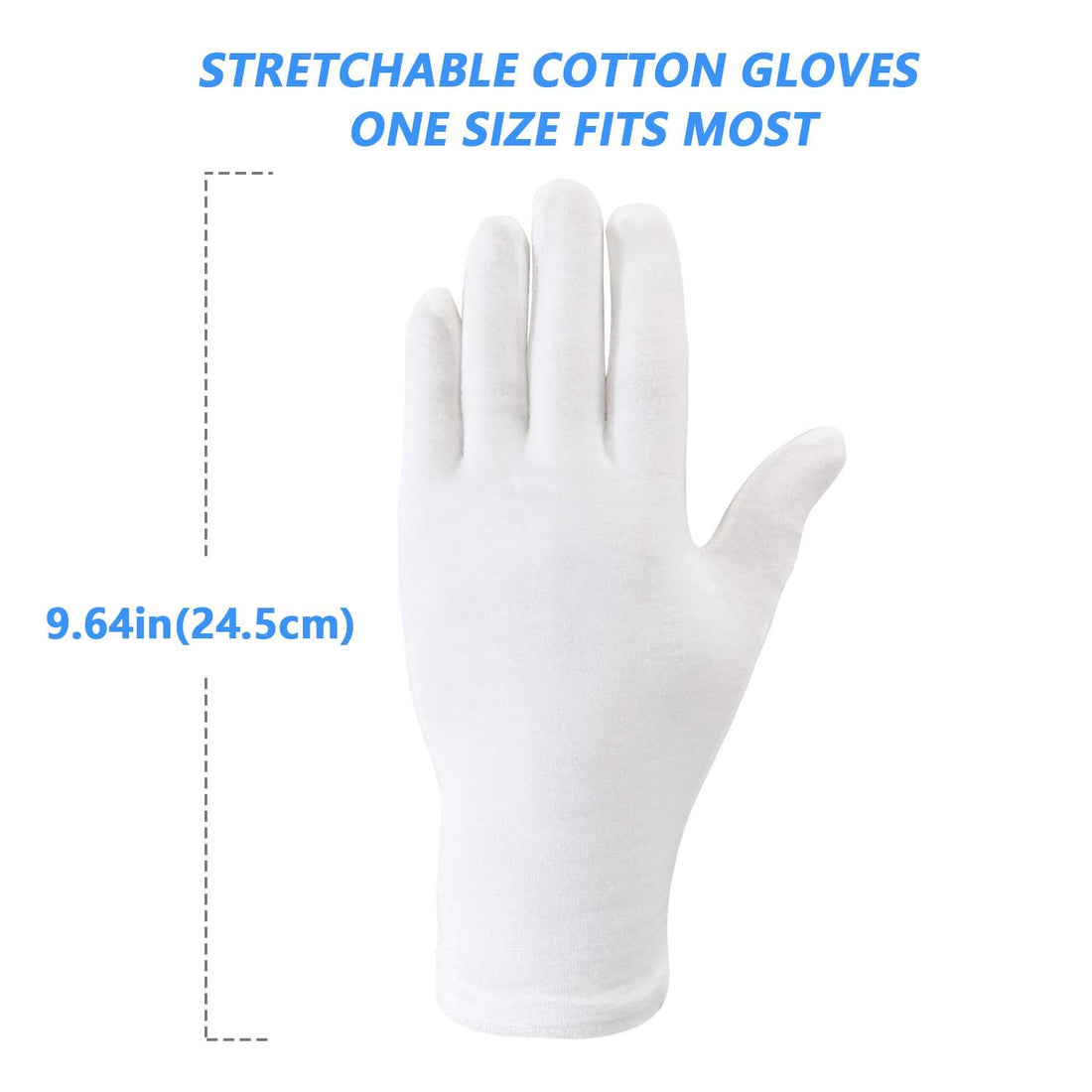 24 pcs (12 Pairs) White Cotton Gloves for Dry Hands, SPA Gloves Inspection Gloves Coin/Jewelry.
