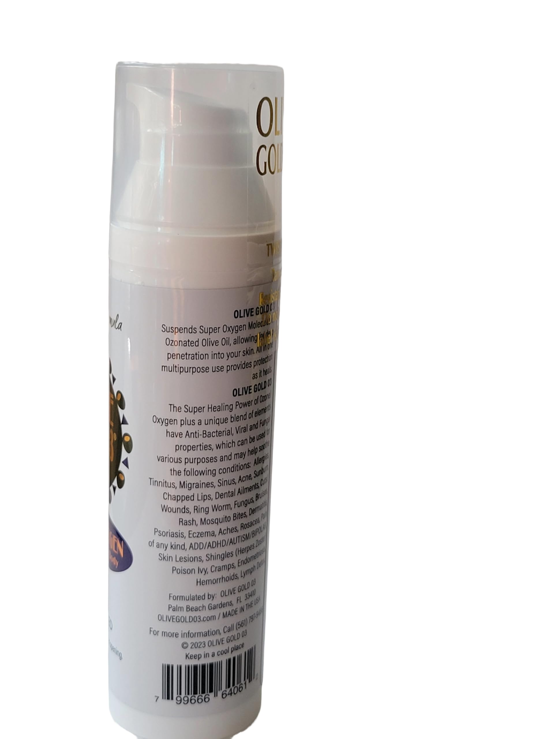 Olive Gold O3 Skin Care Lotion - Ozonated Olive Oil Super Oxygen (4oz)