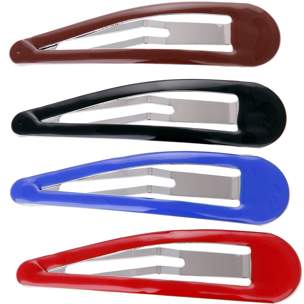 LONEEDY LONEEDY Pack of 10 Large Metal Stoving Varnish Hair Snap Clips,3.5 inch Long No-slip Hair Clips Barrettes For Women and Girls (Black)