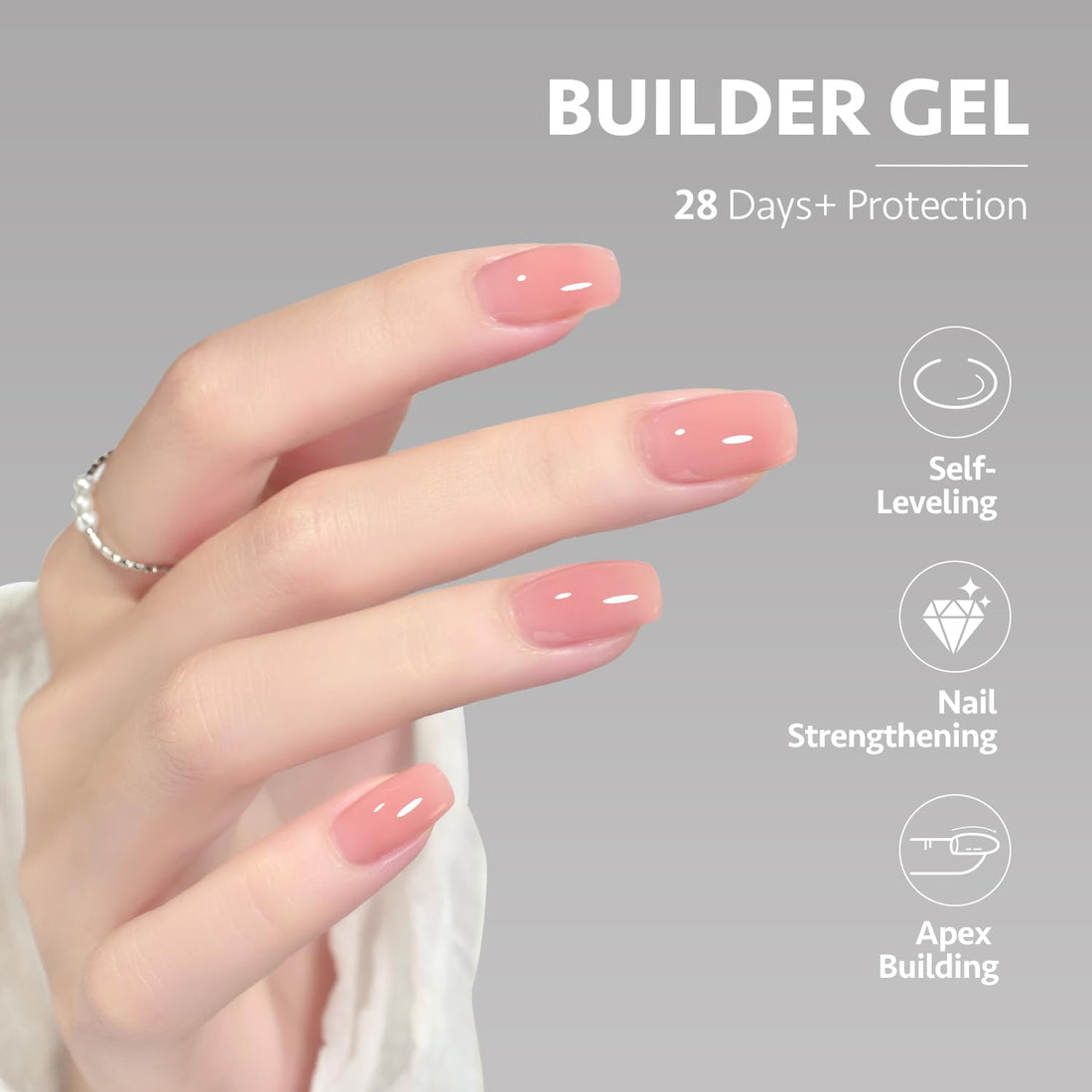 GAOY Builder Gel for Nails, 16ml Nail Strengthener in a Bottle, Nail Extension Hard Gel, Soak Off Long Lasting UV Light Cure, 1964 Quartz Pink, Base Coat Top Coat Needed