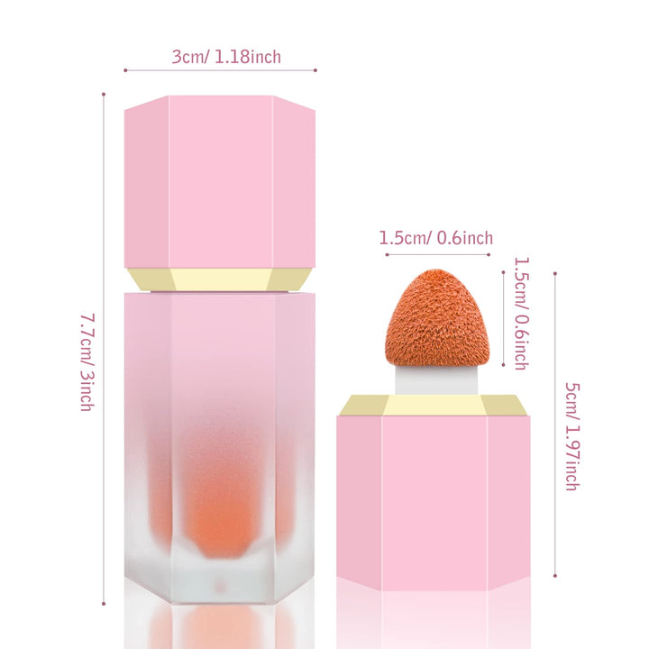 BEFIVECOK Liquid Blush for Cheeks, Soft Cream Blush with Cushion Applicator, Dewy Finish Matte Velvet Texture, High-Pigmented Blendable, Long-Wearing Rubor Makeup | #05 ENERGETIC-Coral Orange