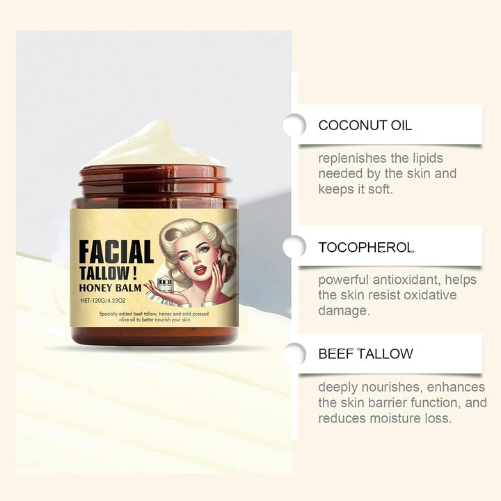 Whipped Beef Tallow for Skin,Tallow and Honey Balm,Grass Fed Beef Tallow Moisturizer for Skin Care,Hydrating and Nourishes the Skin(2pcs)