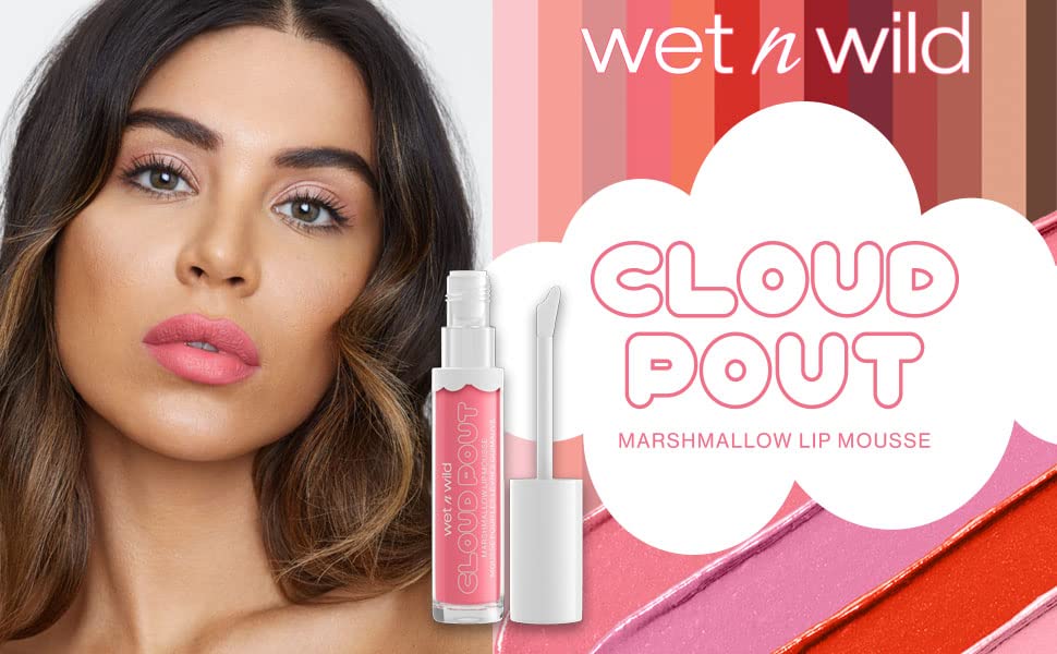 wet n wild Lip Cream Cloud Pout w/Marshmallow, Pink Girl, You're Whipped | Argan Oil | Vitamin E | Marshmallow Flavored