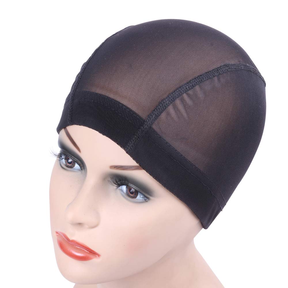 5 Pcs/lot Wig Caps Black Mesh Caps Stretchable Hairnets Mesh Dome Cap for Wigs Wide Elastic Band Wig Caps for Wig Making (Mesh Cap L)