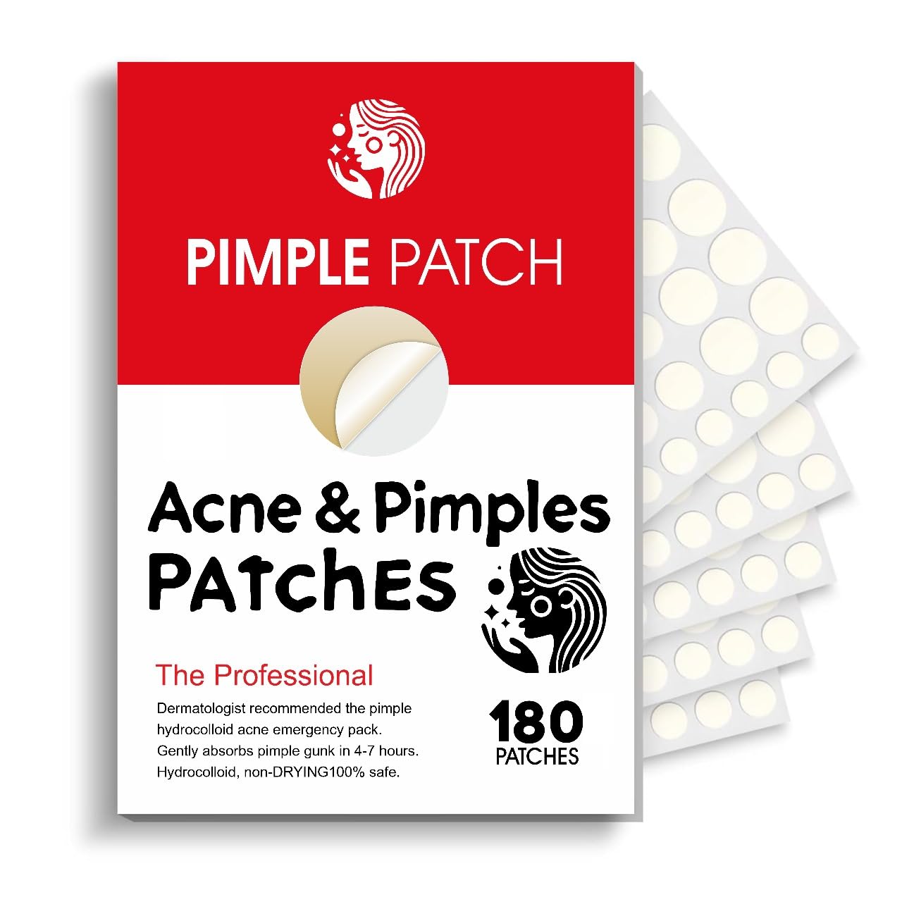 Acne & Pimple Patches – Profeccional Hydrocolloid Acne Patches for Fast Blemish & Zit Removal | Pimple Spot Treatment for Face & Skin | Vegan, Cruelty-Free | 180 Count