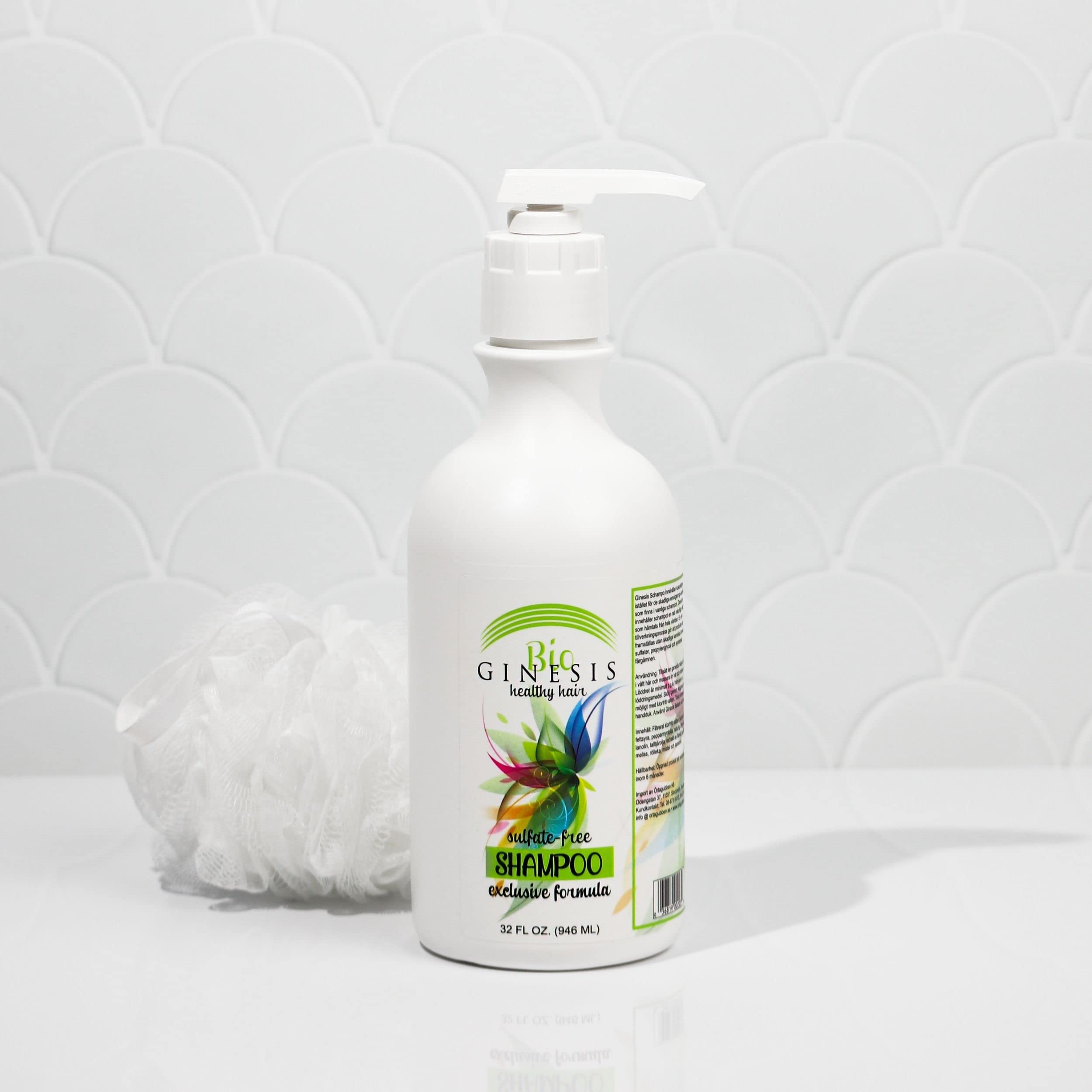 Ginesis Bio Healthy Hair Sulfate Free Shampoo. Stop dry scalp itching flaking unsightly yellowing of gray hair and other hair and scalp problems caused by chemicals. Everyone can benefit from Ginesis Chemical-Free Shampoo including children transplan