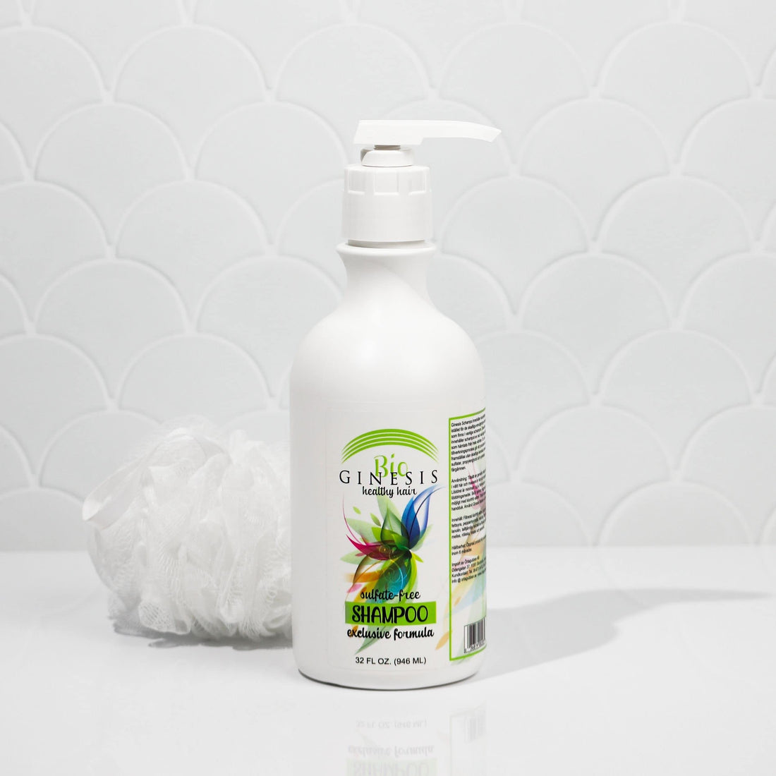 Ginesis Bio Healthy Hair Sulfate Free Shampoo. Stop dry scalp itching flaking unsightly yellowing of gray hair and other hair and scalp problems caused by chemicals. Everyone can benefit from Ginesis Chemical-Free Shampoo including children transplan