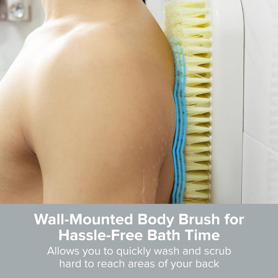 Wall Mounted Back Scrubber for Shower - Large Exfoliating Brush for Shower - Bathing Scrub Brush - Hands-Free Back Brush & Body Scrubber - Shower Accessories - 7.9x11.9in in-Shower Scrubber for Body