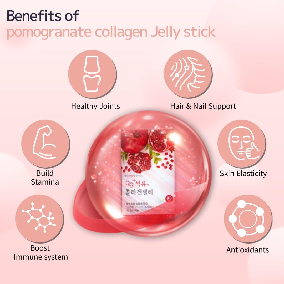 HAMCHOROKRg+ Anti-Aging Korean-Beauty Pomegranate Collagen Jelly 20g x60 Stick/ + Ginseng Concentrate + Vitamin C&E for Immune Support, Skin, Hair, Nail & Joint(60)