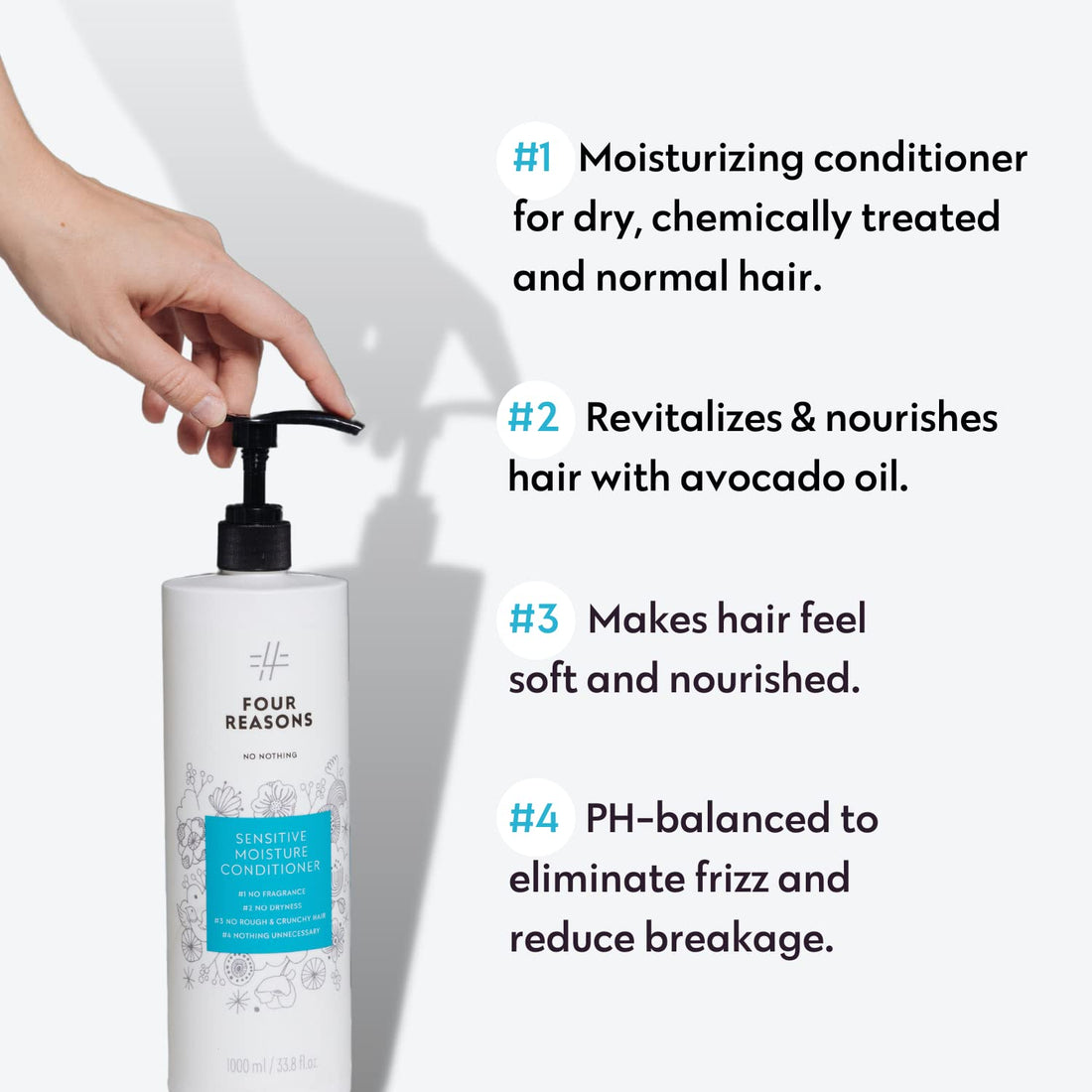 No nothing Very Sensitive Moisturizing Conditioner - For Dry & Damaged Hair – Suitable for Sensitive Skin & Scalp - 100% Vegan, Hypoallergenic, Fragrance Free, Unscented, Paraben Free- 33.8 fl oz.