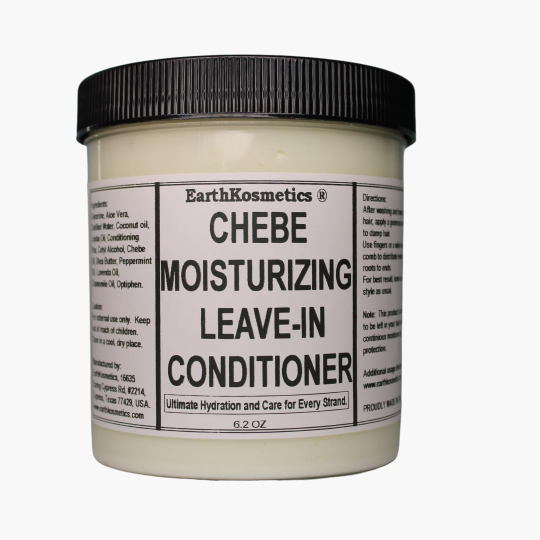 earth Kosmetics Chebe Moisturizing Leave-In Conditioner – Hydrate, Strengthen & Nourish with Chebe Oil, Shea Butter, Coconut Oil & Other Potent Herbs and Oils for Moisture, Growth & Frizz Control