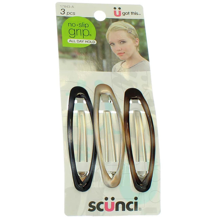 SCUNCI OVAL CLIPS ND 8CM 3PK