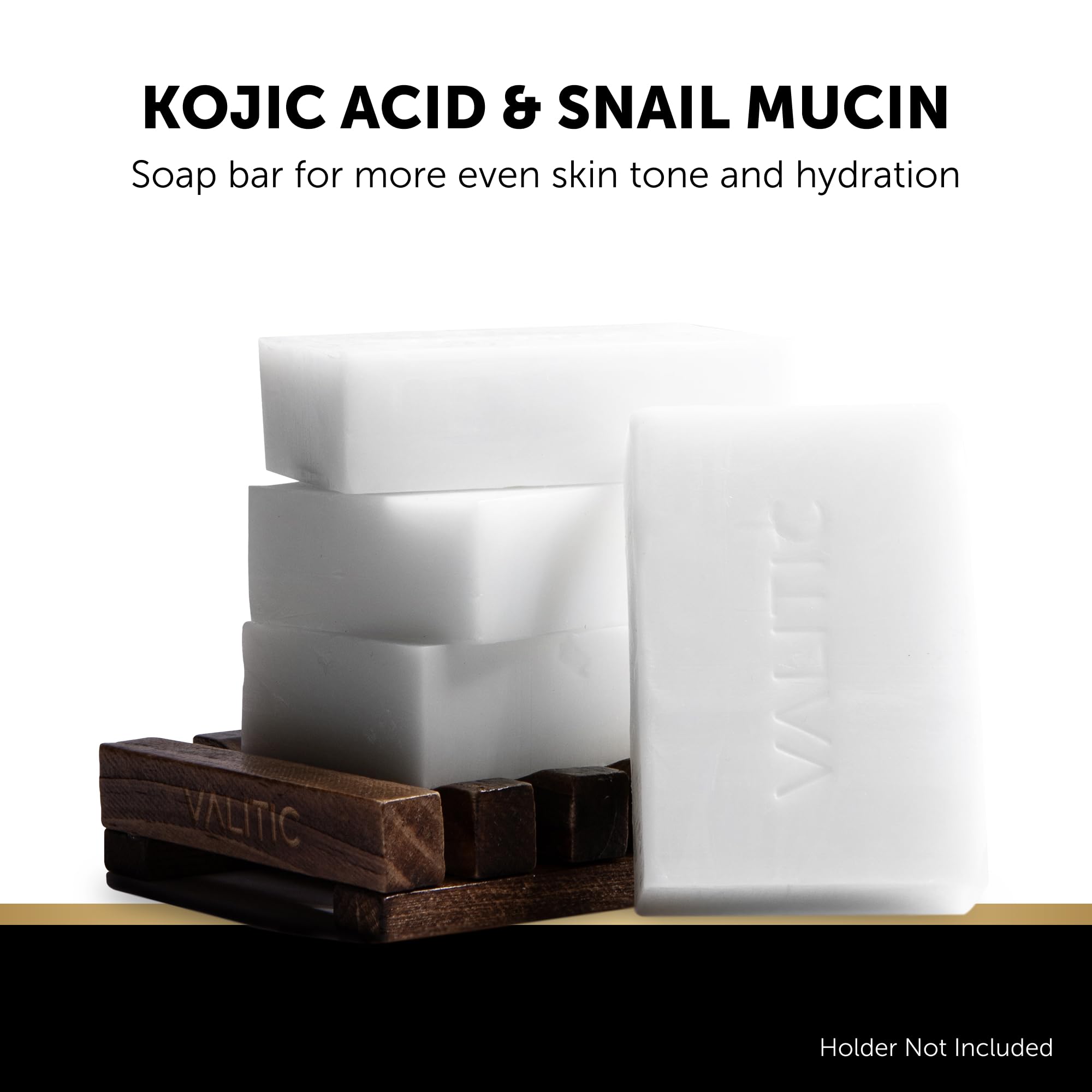 VALITIC Snail Mucin Cleanser Soap Bar with Turmeric and Kojic Acid Dark Spot Corrector – Anti Aging and Purifying Skin Care Snail Secretion for Intense Hydration and Moisturization – 4 Pack