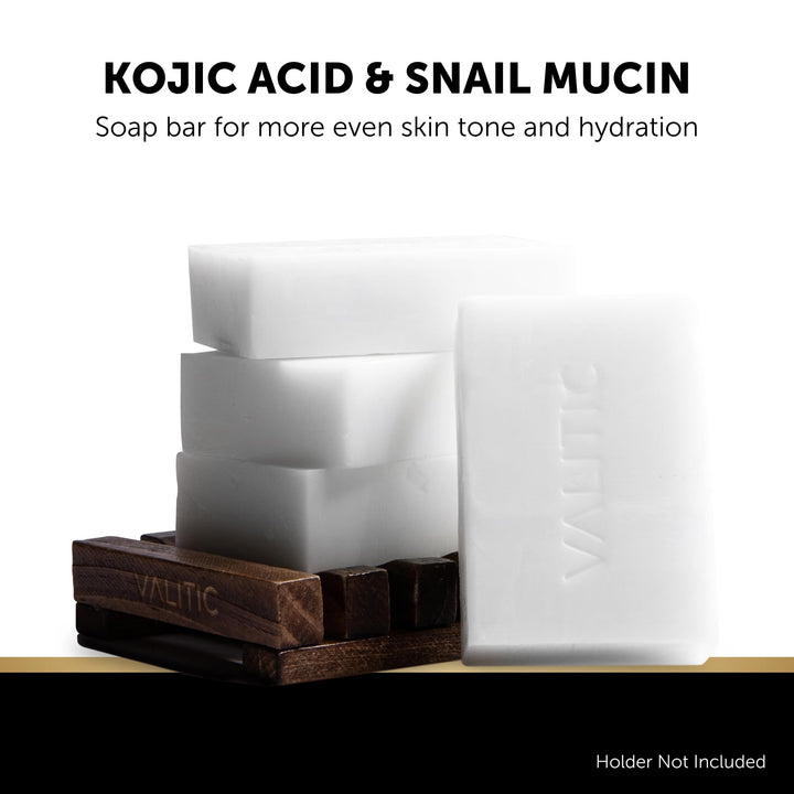 VALITIC Snail Mucin Cleanser Soap Bar with Turmeric and Kojic Acid Dark Spot Corrector – Anti Aging and Purifying Skin Care Snail Secretion for Intense Hydration and Moisturization – 4 Pack