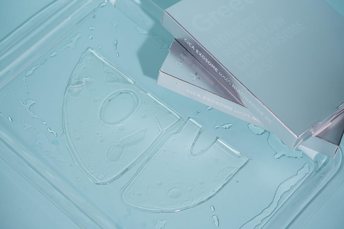 Phyto Glow Cica Exosome Mask (25g*5sheet) - 100% Natural Hydrogel Sheet Face Mask, Centella Asiatica Exosome with Niacinamide 3%, Ice Mask, Vegan, Moisture & Soothing