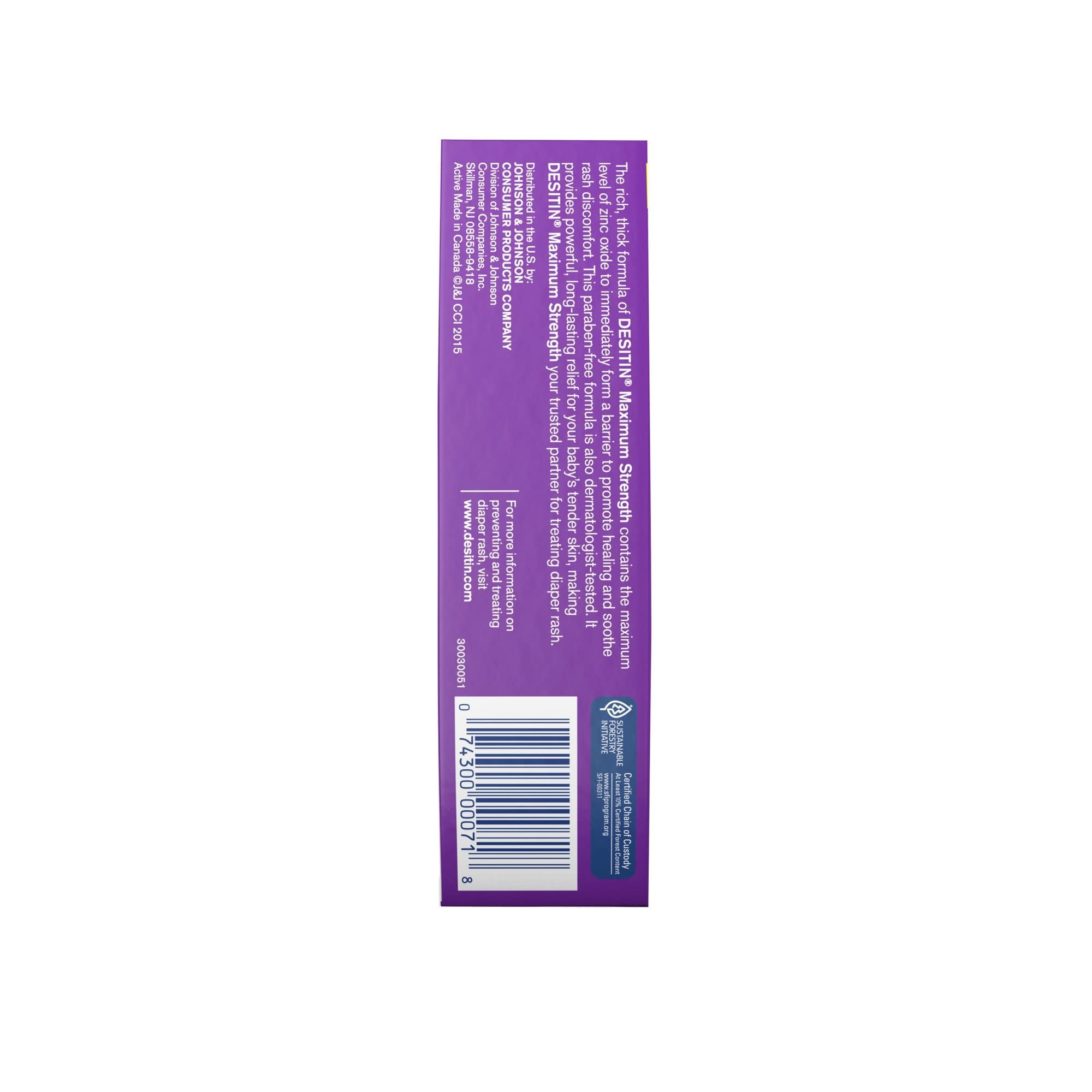 Desitin Maximum Strength Diaper Rash Paste 4 oz tube (Pack of 3)