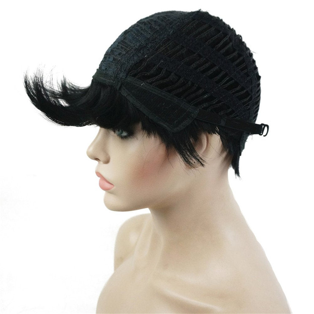 #2: Aimole Synthetic Short 6 Inches Drakest Brown Straight Wig Heat Resistant Full Capless Hair Party Wig(2-Darkest Brown)