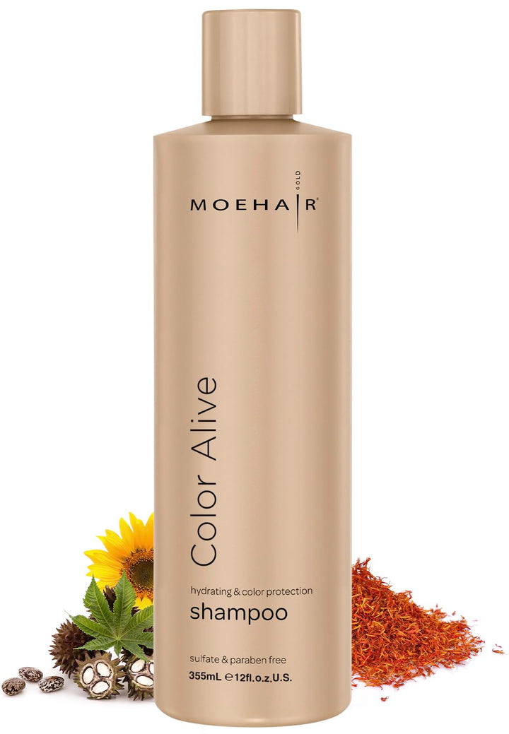 MOEHAIR Color Alive Shampoo | Moisturizing & Hydrating | Shampoo for Color-Treated Hair | Paraben & Sulfate-Free Shampoo | Rich in Safflower Oil & Castor Oil | Controls Frizz (12 Fl. Oz)