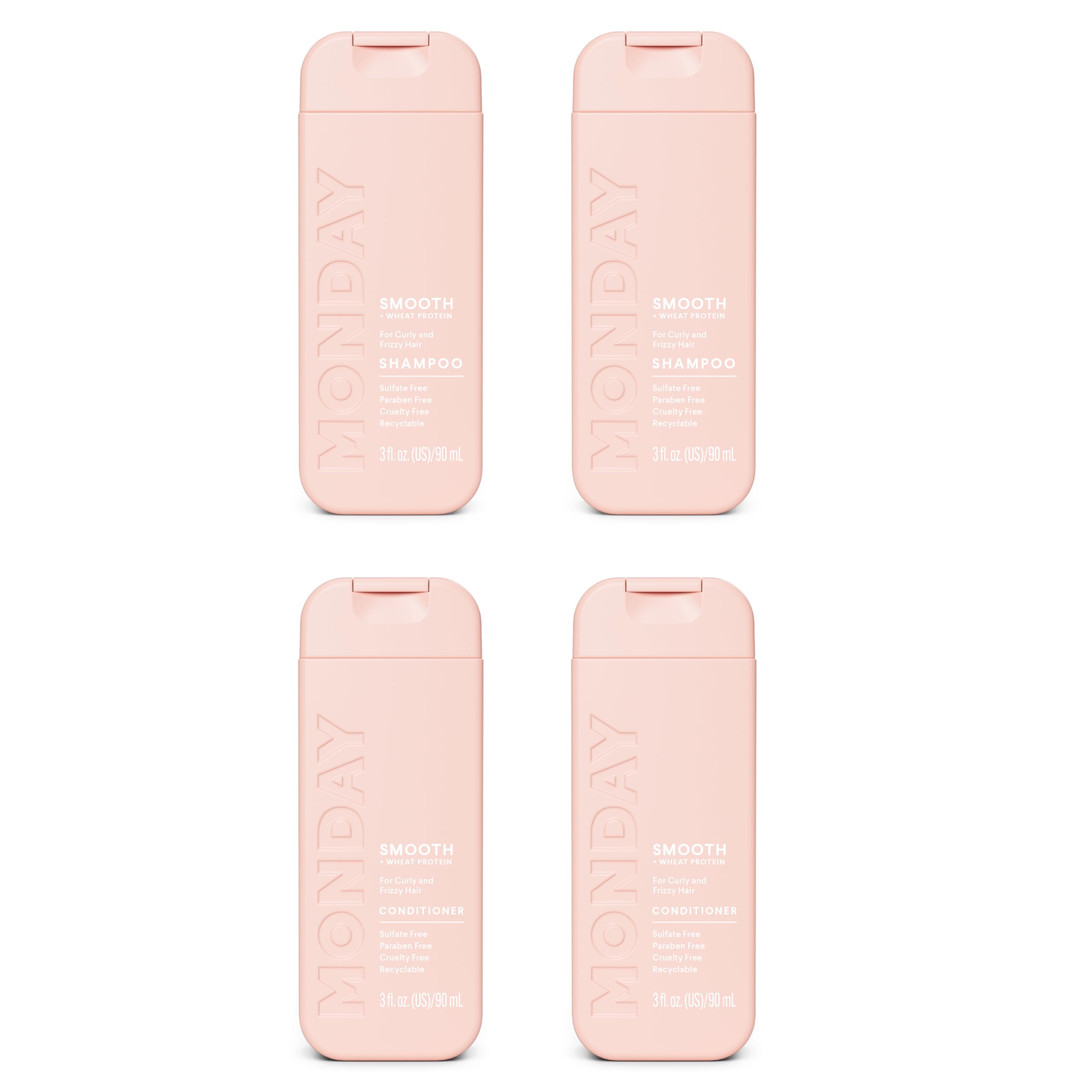 Monday Haircare Smooth Shampoo & Conditioner Travel Pack - 3oz, 90ML Travel Kit (2 x Shampoo,2 x Conditioner)