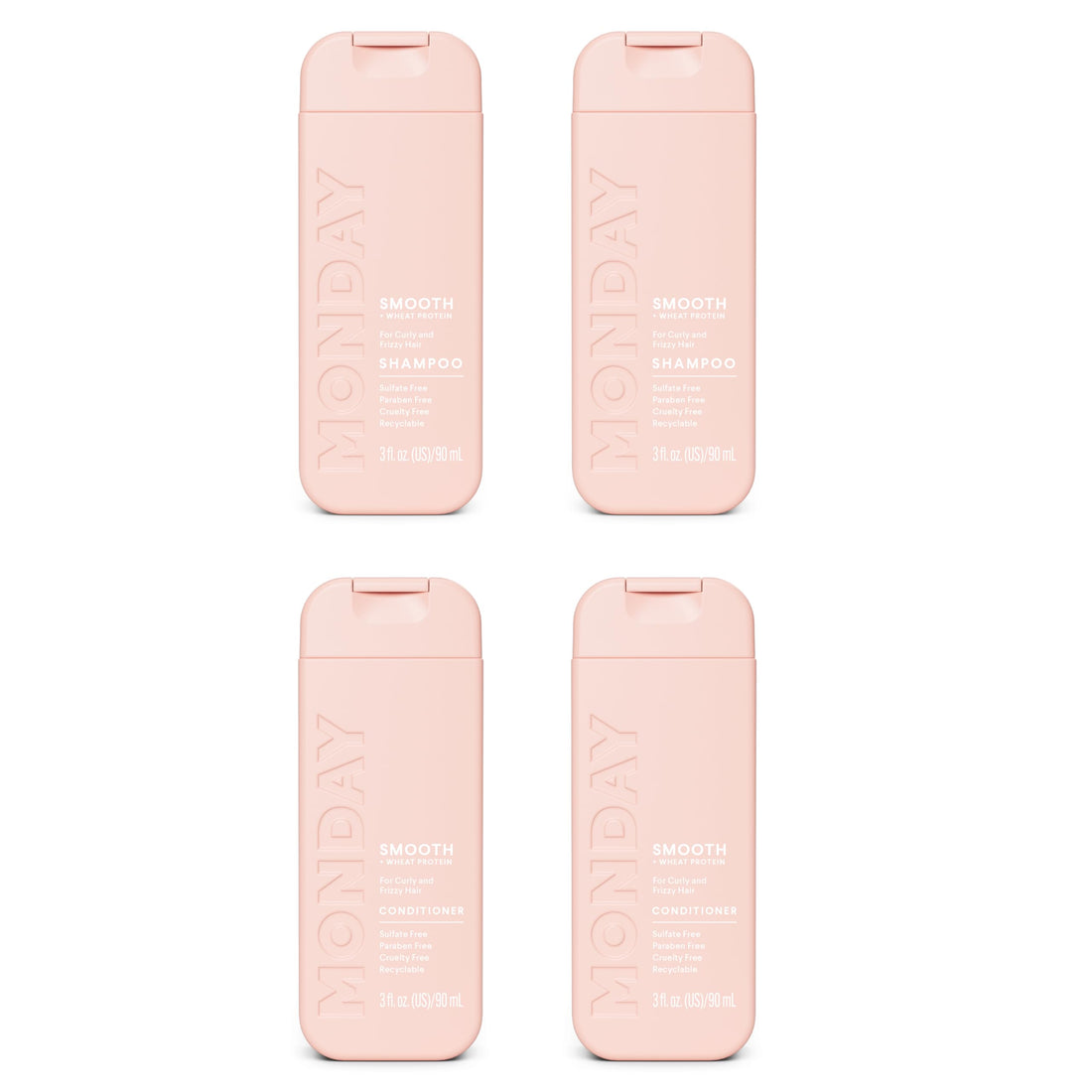 Monday Haircare Smooth Shampoo & Conditioner Travel Pack - 3oz, 90ML Travel Kit (2 x Shampoo,2 x Conditioner)