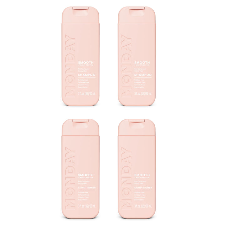 Monday Haircare Smooth Shampoo & Conditioner Travel Pack - 3oz, 90ML Travel Kit (2 x Shampoo,2 x Conditioner)