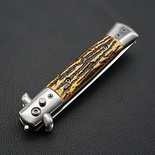 Le Fu Li Pocket Folding Flick Hair Comb For Beard, Mustache, Head Black Pearl Handle ~ Mens Pocket Comb stainless steel spring jump Brush Salon Beauty Tool